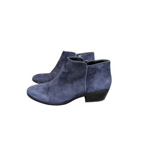 Sam Edelman Petty Ankle Boot Womens 10 Blue Suede Side Zip Block Heel Casual